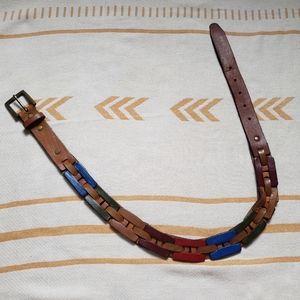 Lucky Brand Leather Links Belt Multi-Colored